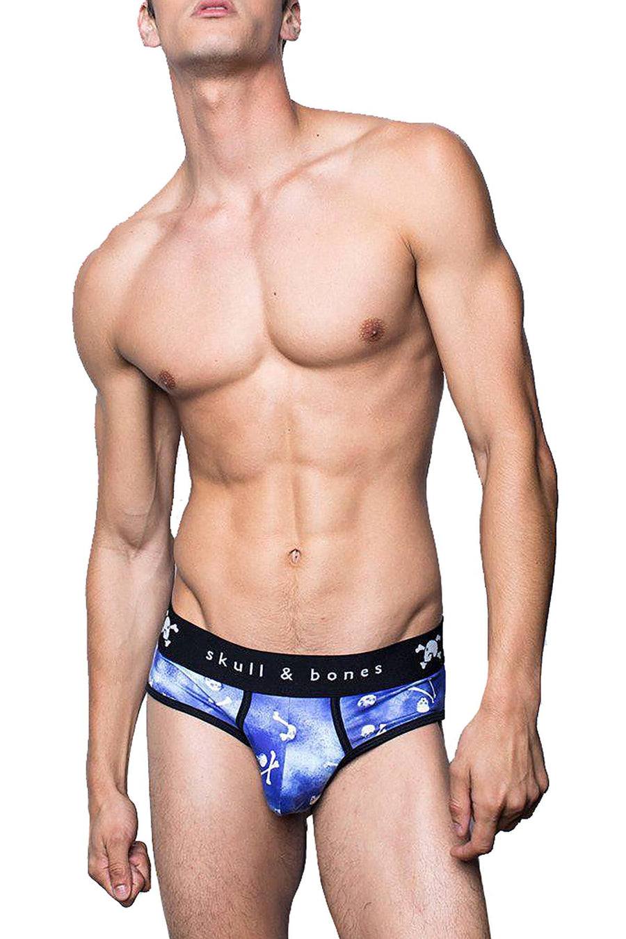 Skull & Bones Blue Tossed-Skull Brief