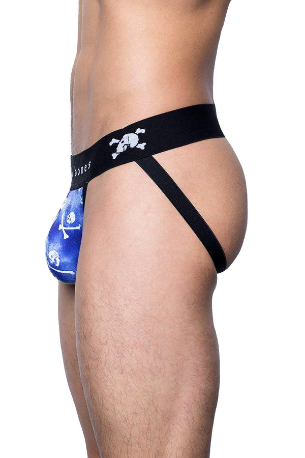 Skull & Bones Blue Tossed-Skull Jockstrap