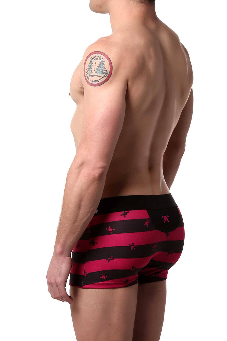 Skull & Bones Burgundy/Black Rugby-Stripe Trunk