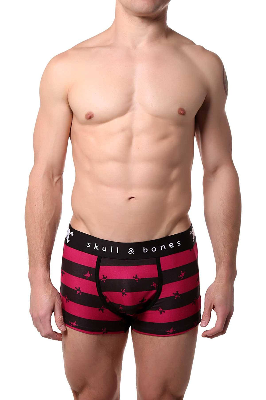 Skull & Bones Burgundy/Black Rugby-Stripe Trunk