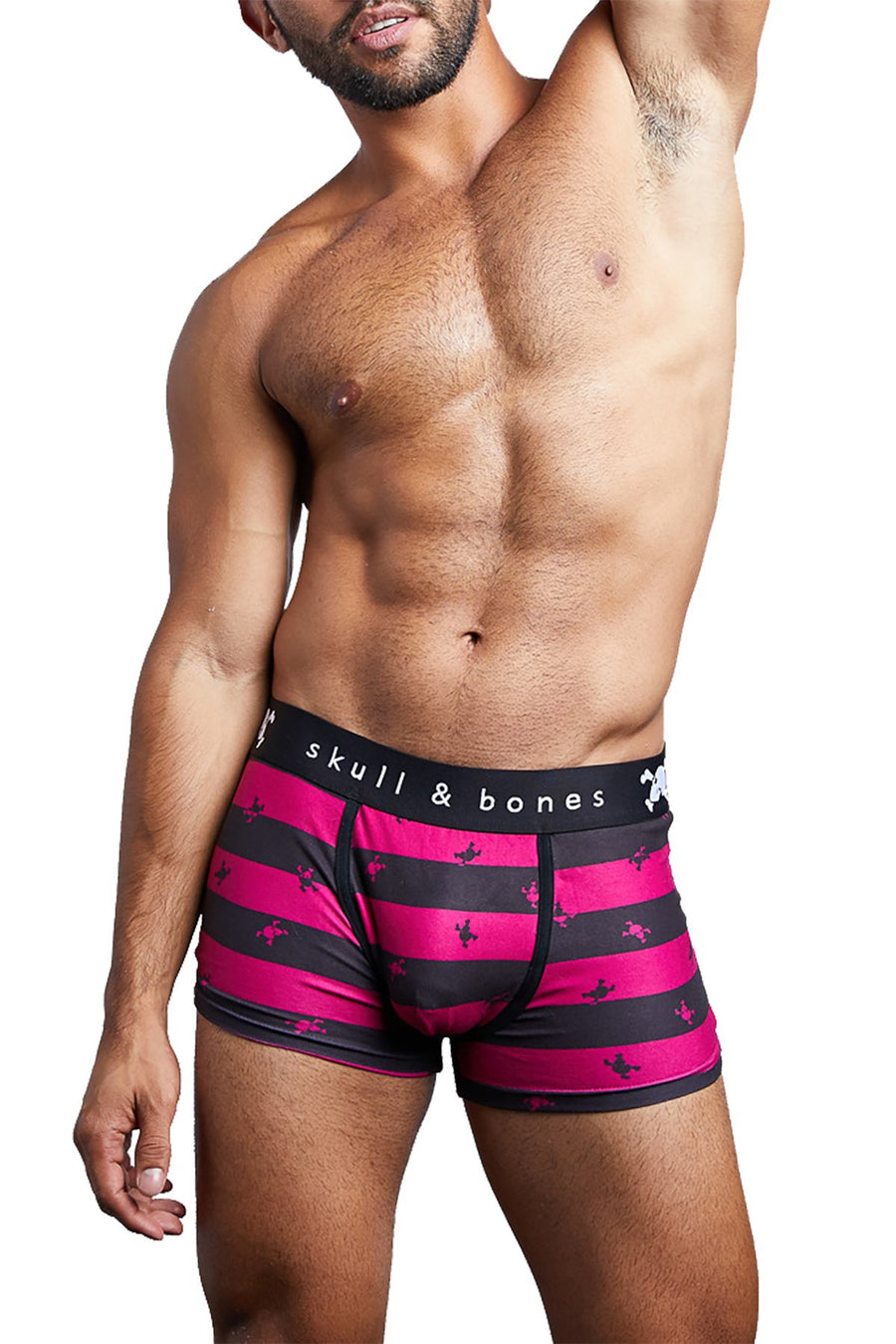 Skull & Bones Burgundy/Black Rugby-Stripe Trunk
