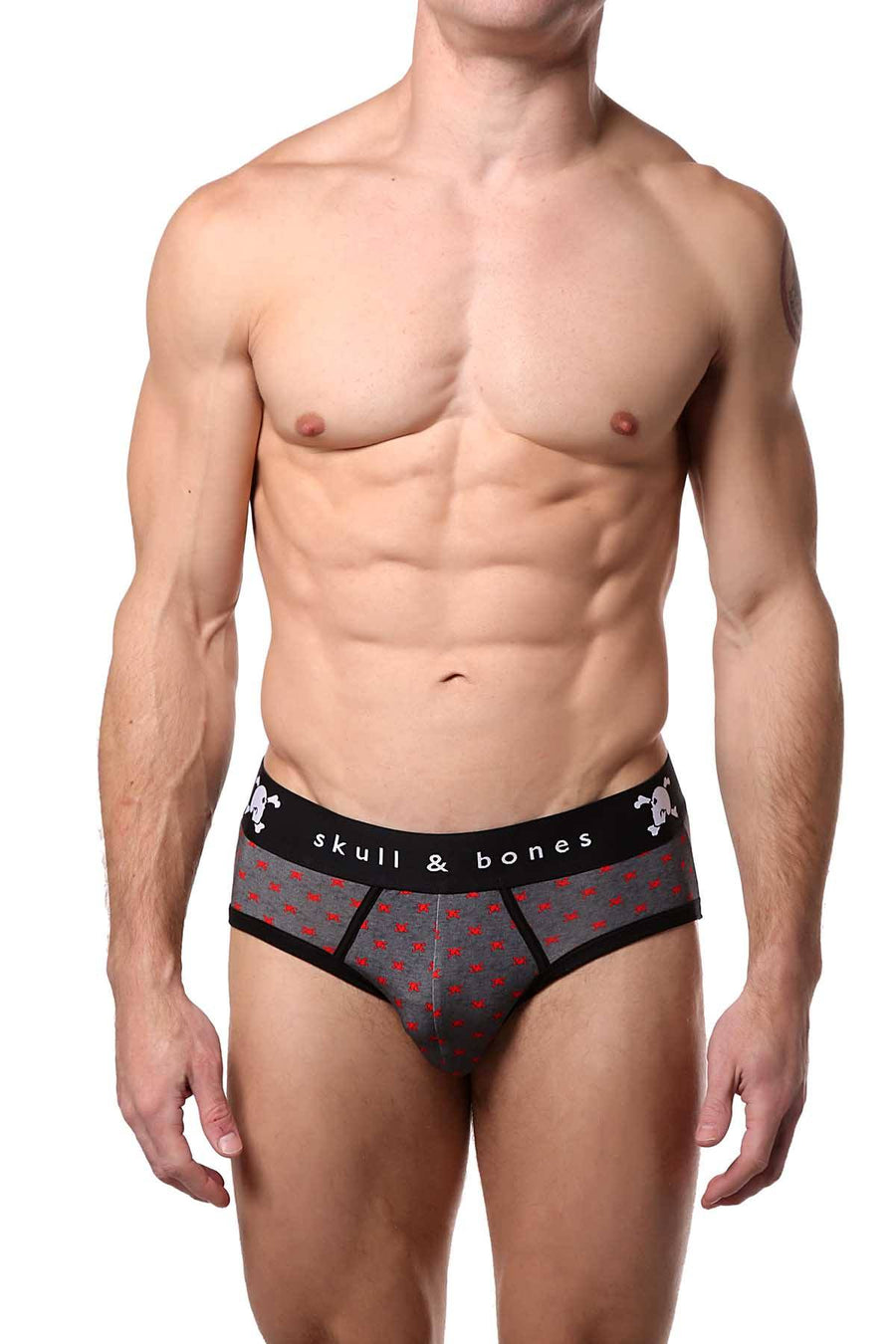 Skull & Bones Heather-Grey Tiny-Skull-Print Sexy Brief
