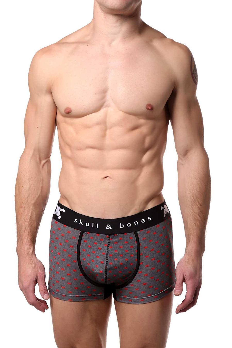 Skull & Bones Heather-Grey Tiny-Skull-Print Trunk