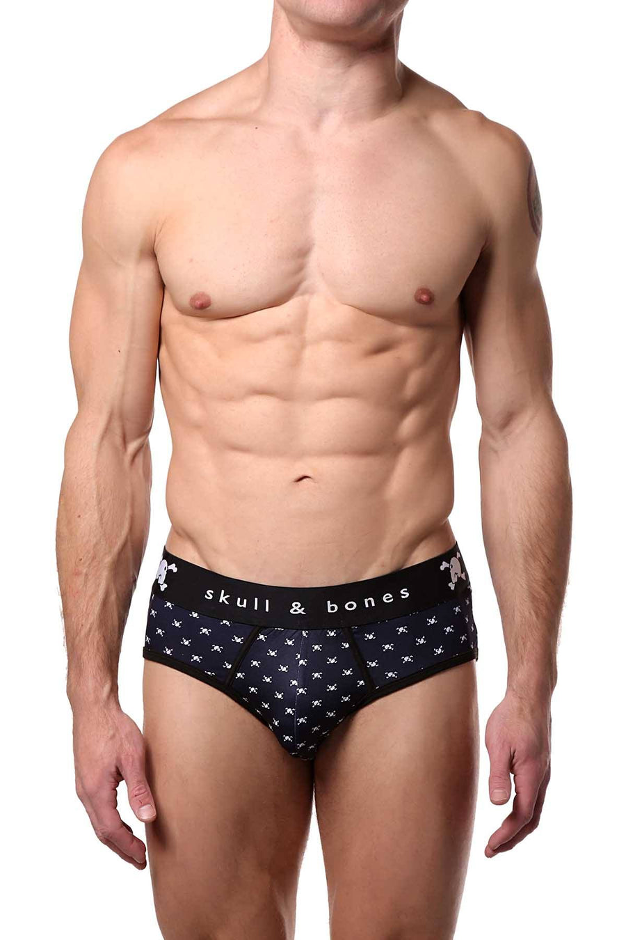 Skull & Bones Navy Tiny-Skull-Print Peek-a-Boo Brief