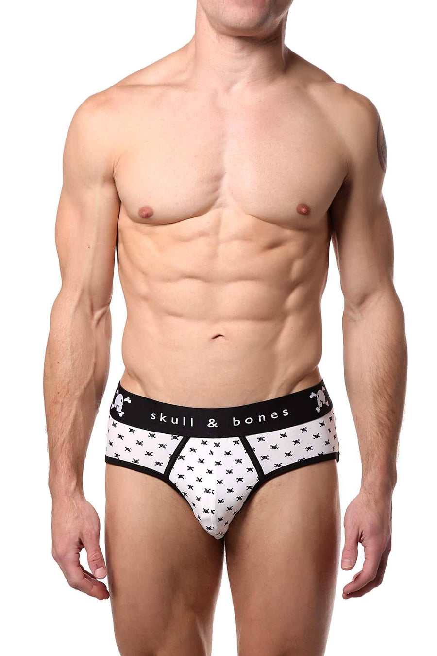 Skull & Bones White Tiny-Skull-Print Peek-a-Boo Brief