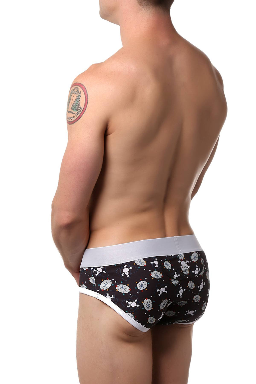 Skull and Bones Black Mid-Century Modern Brief