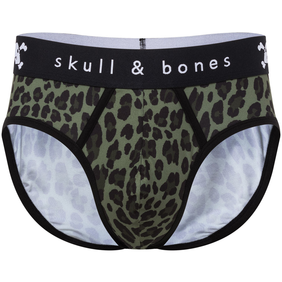 Skull and Bones Green Leopard Print Brief
