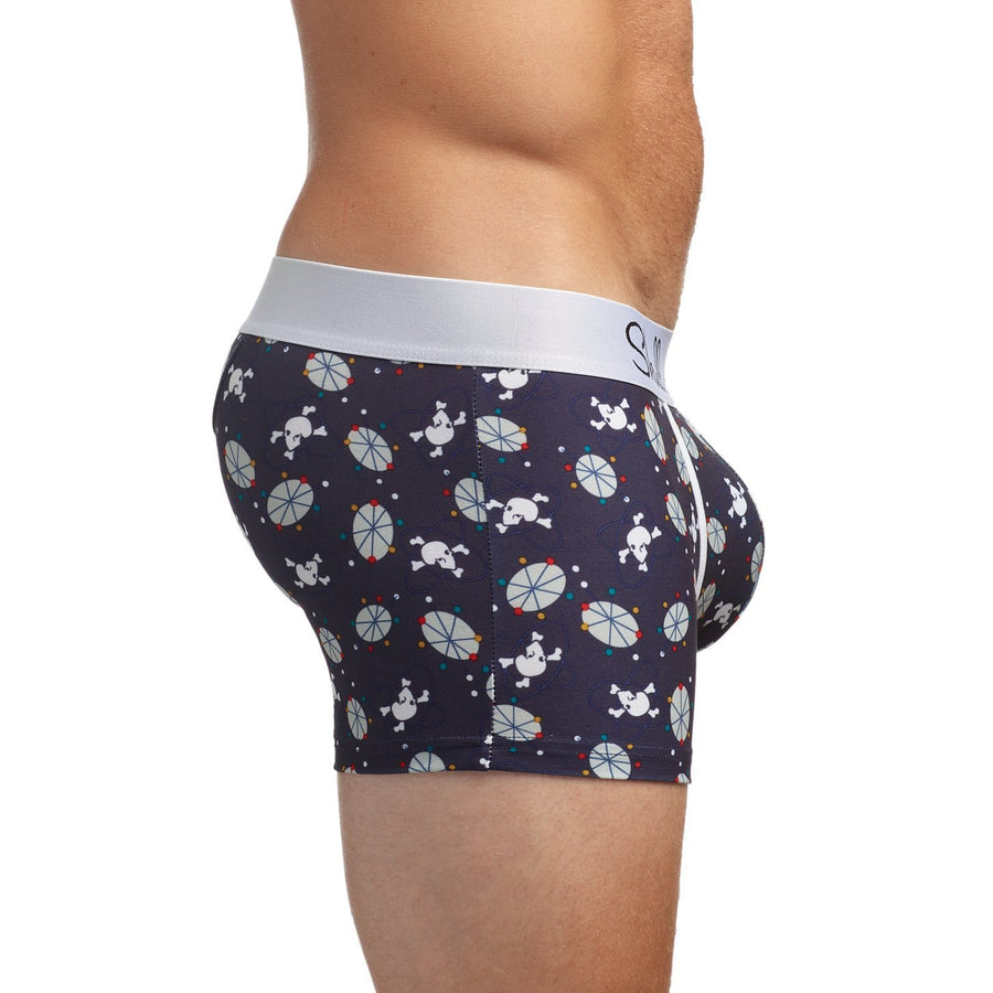 Skull and Bones Navy Mid-Century Modern Print Trunk