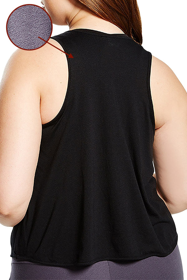 Soffee PLUS Grey Heather Graphic Tropical Gangster Racerback Tank Top