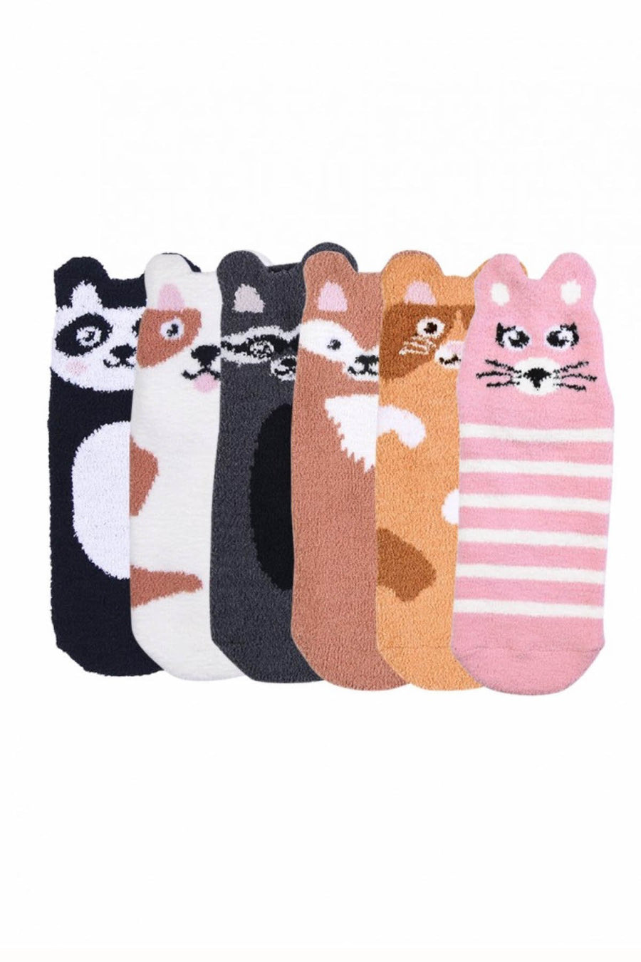 Sofra Brown Fox Cozy Picot Ankle Socks with Grippers