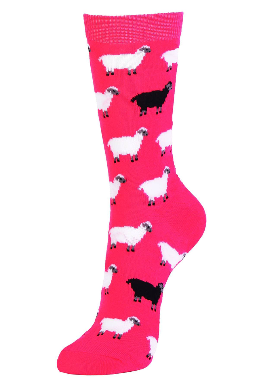 Sofra Hot-Pink Black Sheep Crew Socks