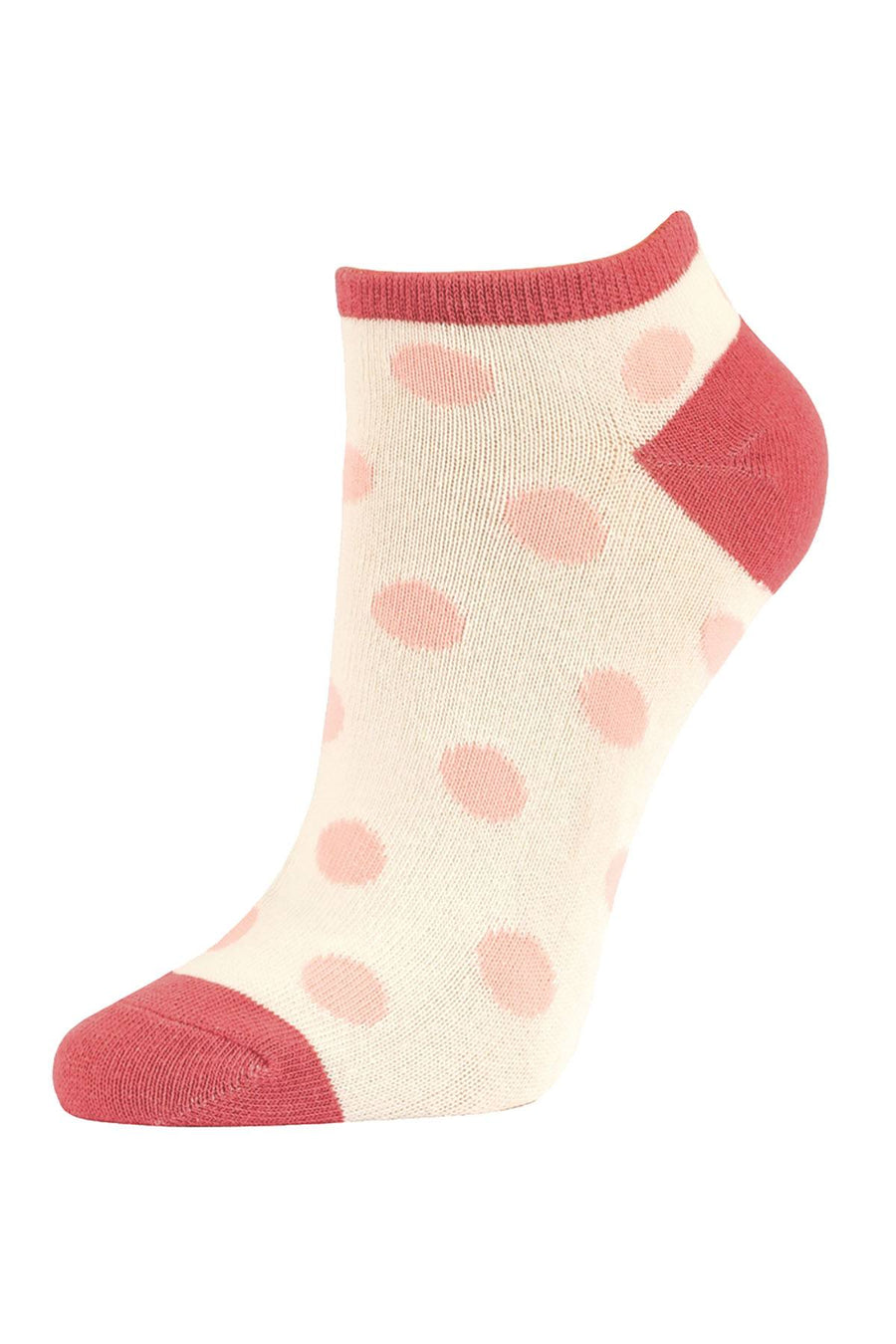 Sofra Pink Sand Argyle Dots Cotton No Show Socks