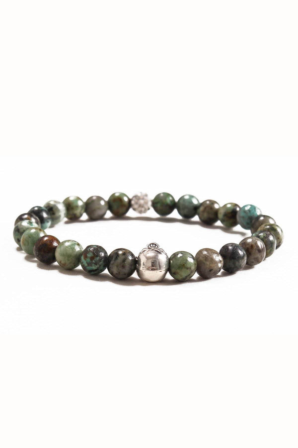 Something Strong 8mm Zinc Alloy African Loose Stone Expandable Beaded Skull Bracelet