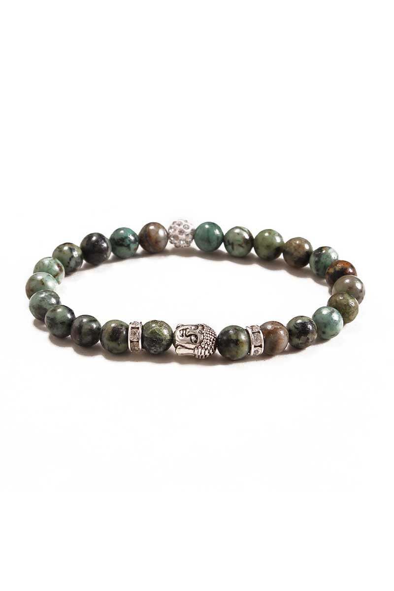 Something Strong African Loose Stone & Silver Buddha Bracelet