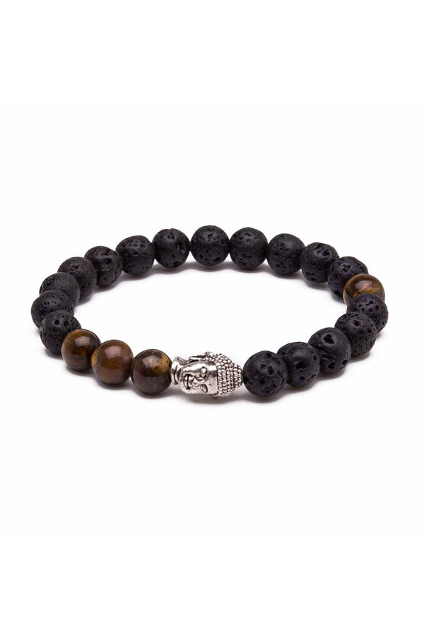 Something Strong Deep-Charcoal Buddha Manipura-Chakra Lavastone Healing Bracelet
