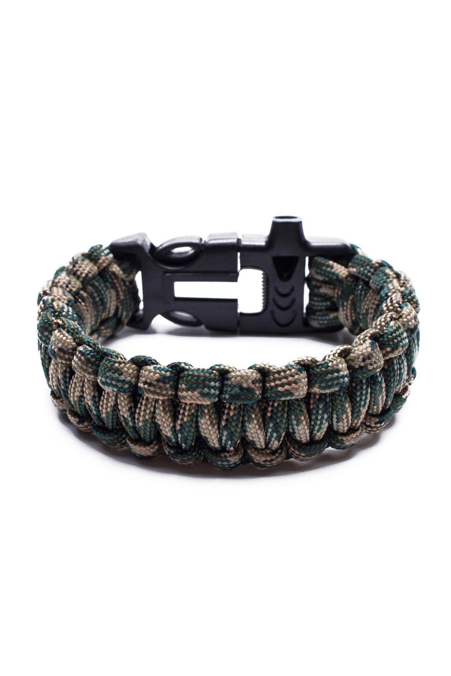 Something Strong Green-Camo Paracord Fire-Starting Survival Bracelet