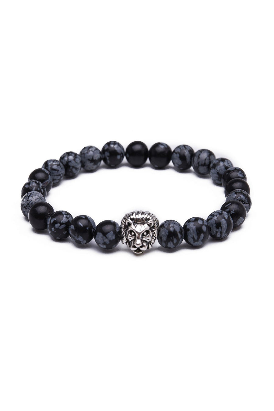 Something Strong Grey Snowflake Stone & Silver Lion Bracelet