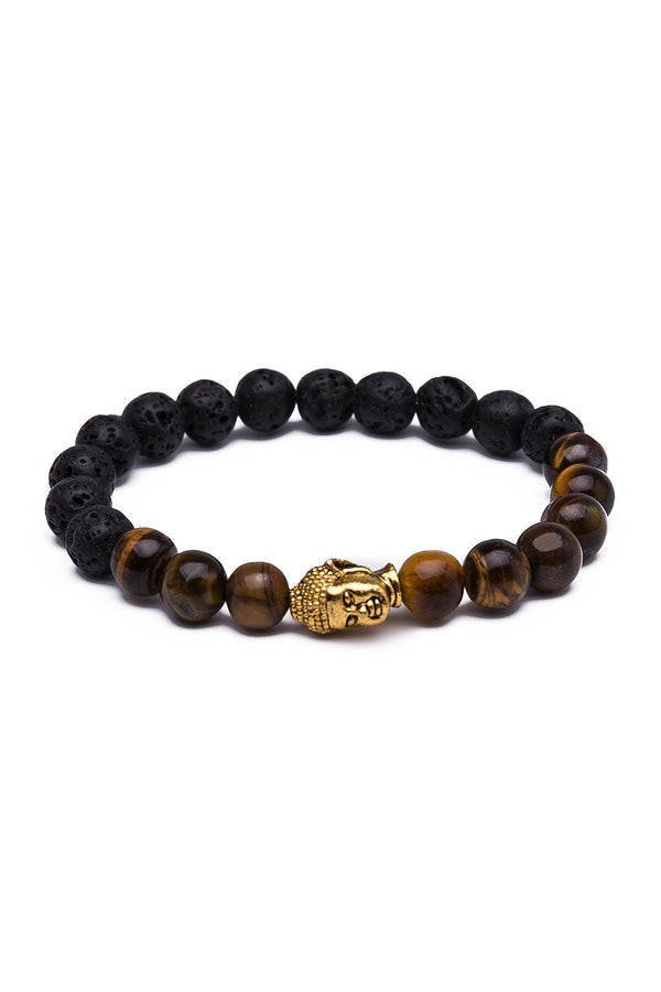 Something Strong Lava Stone & Gold Buddha Bracelet