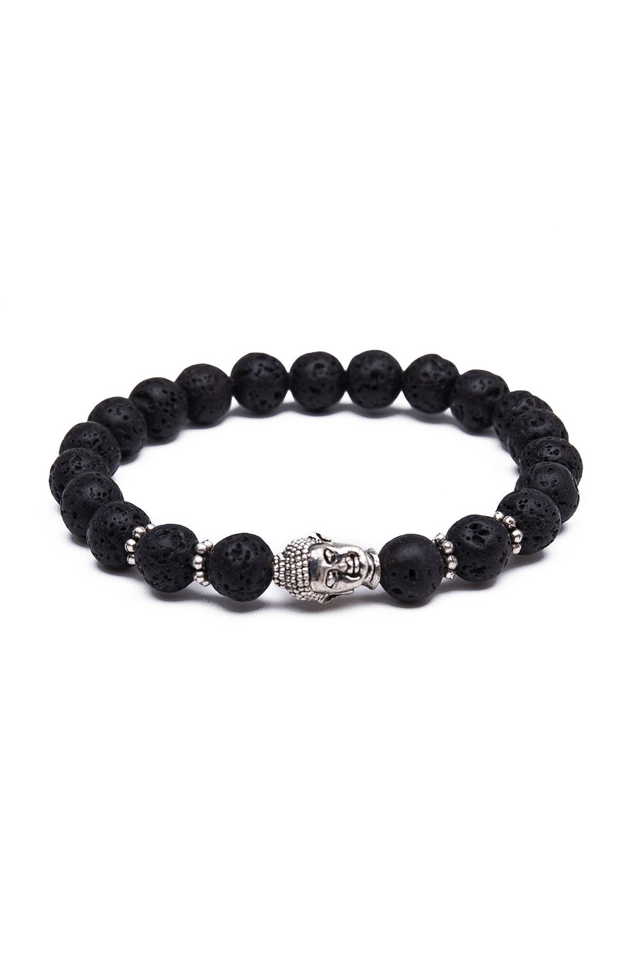 Something Strong Lava Stone & Silver Buddha Bracelet