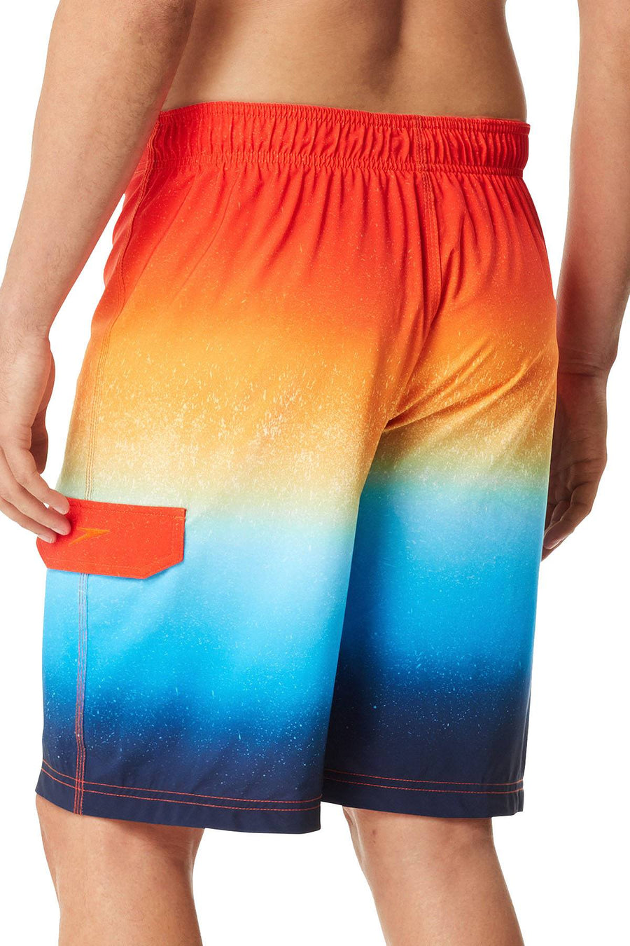 Speedo Electric-Orange Ombre Spray-Blend Board 9" Swim Trunk