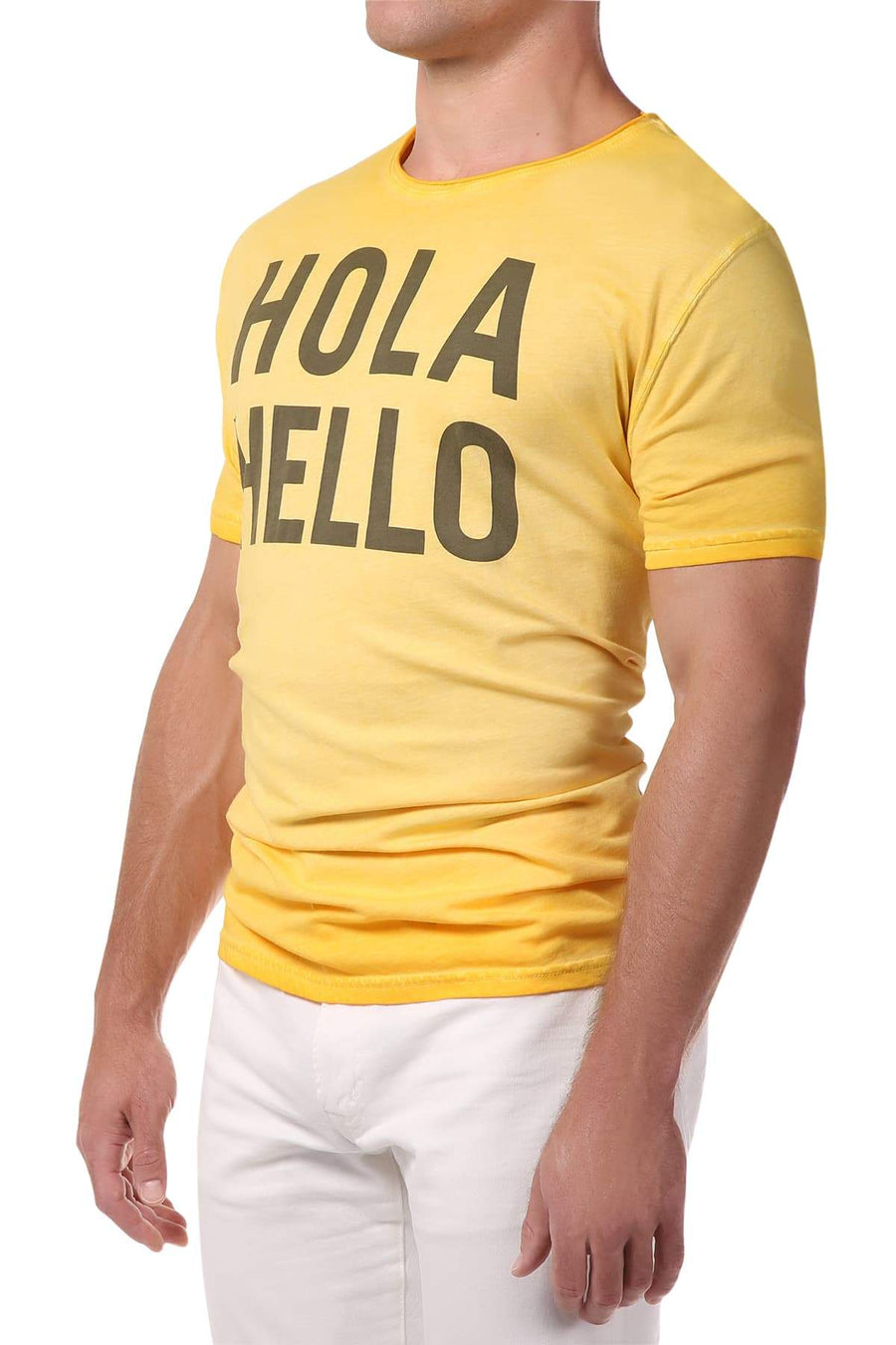Spenglish Yellow Dye Hola Hello Tee