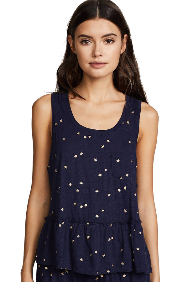 Splendid Intimates Navy Star-Print Ruffle Tank