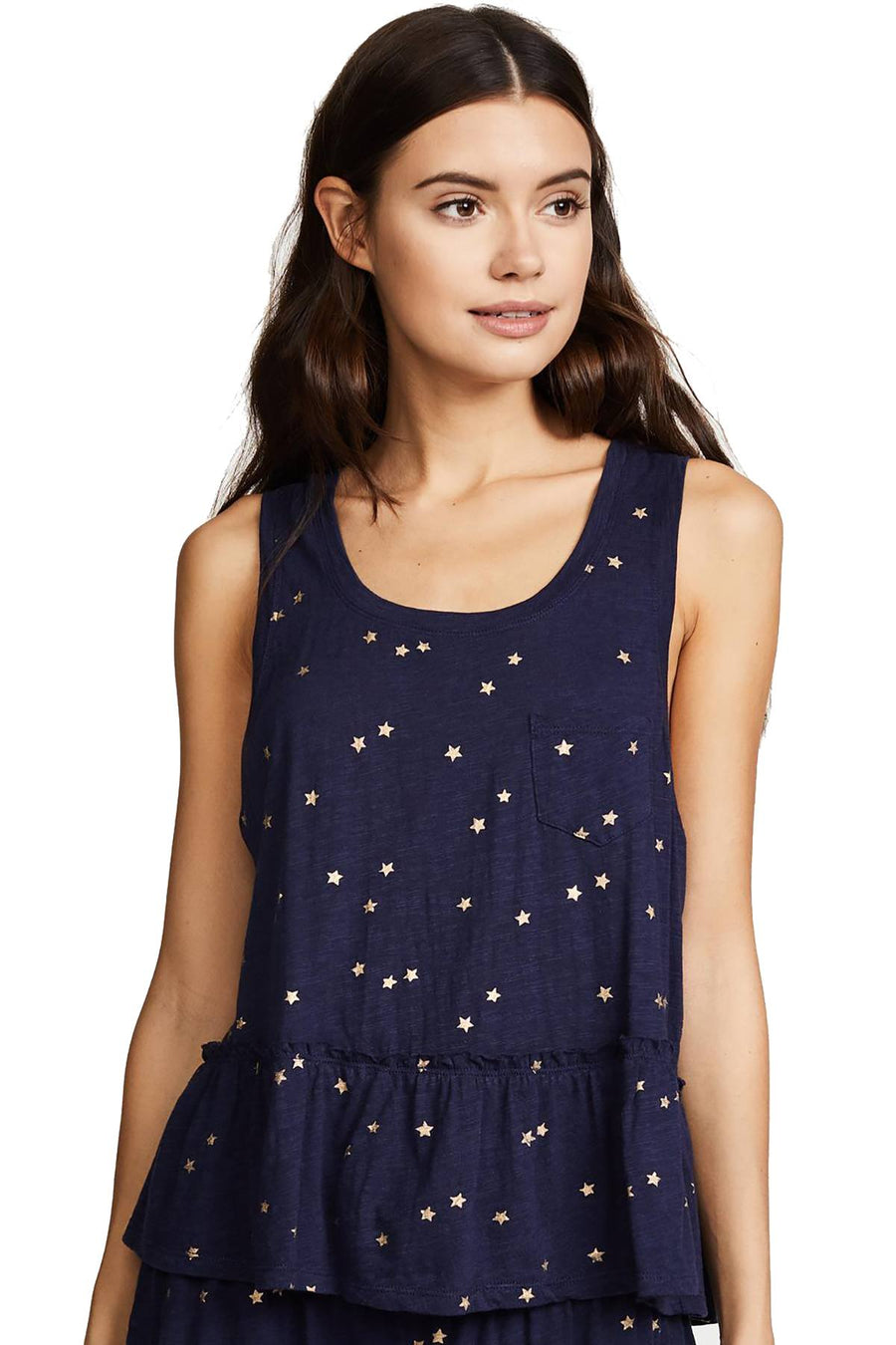Splendid Intimates Navy Star-Print Ruffle Tank
