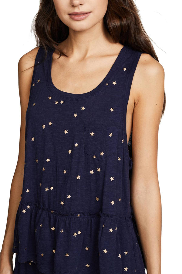 Splendid Intimates Navy Star-Print Ruffle Tank