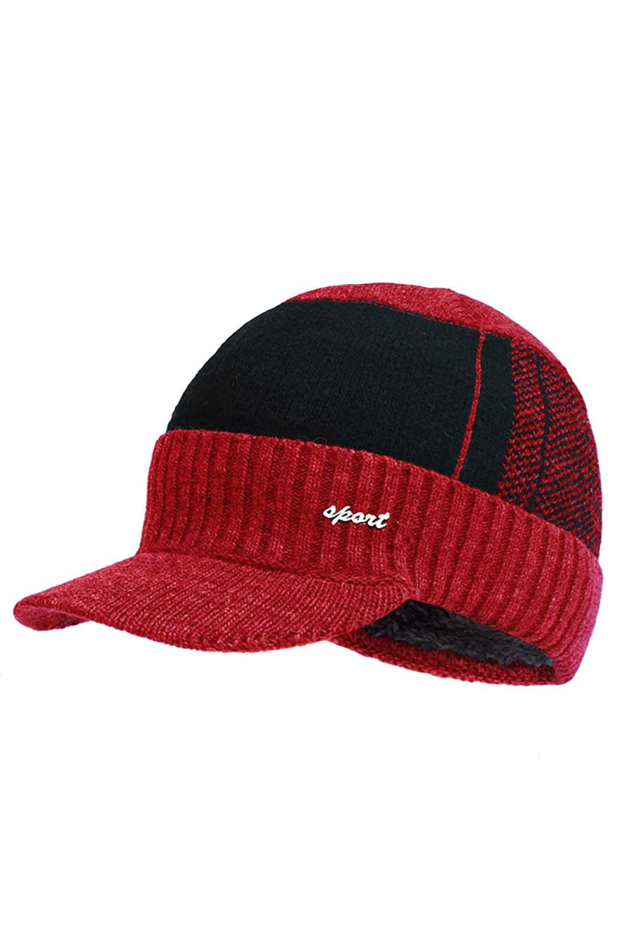 Sport Red Knit Fleece Lined Beanie Hat