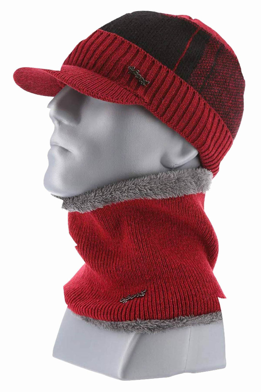 Sport Red Knit Fleece-Lined Hat & Scarf 2-Piece Set