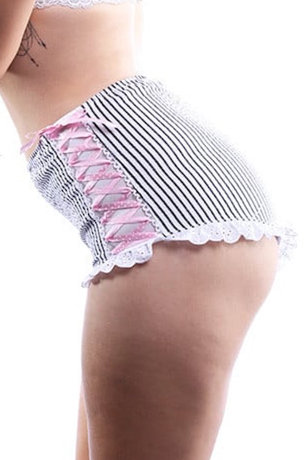 Spreegirl Black Sweet Innocence Seersucker High Waisted Panty
