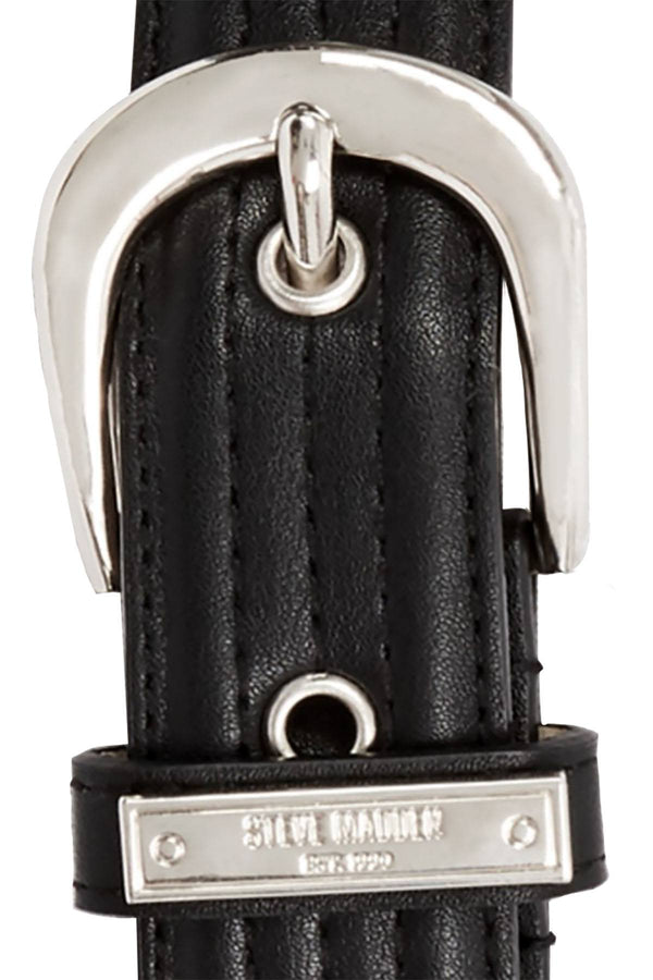 Steve Madden Black Trapunto Stitch Belt