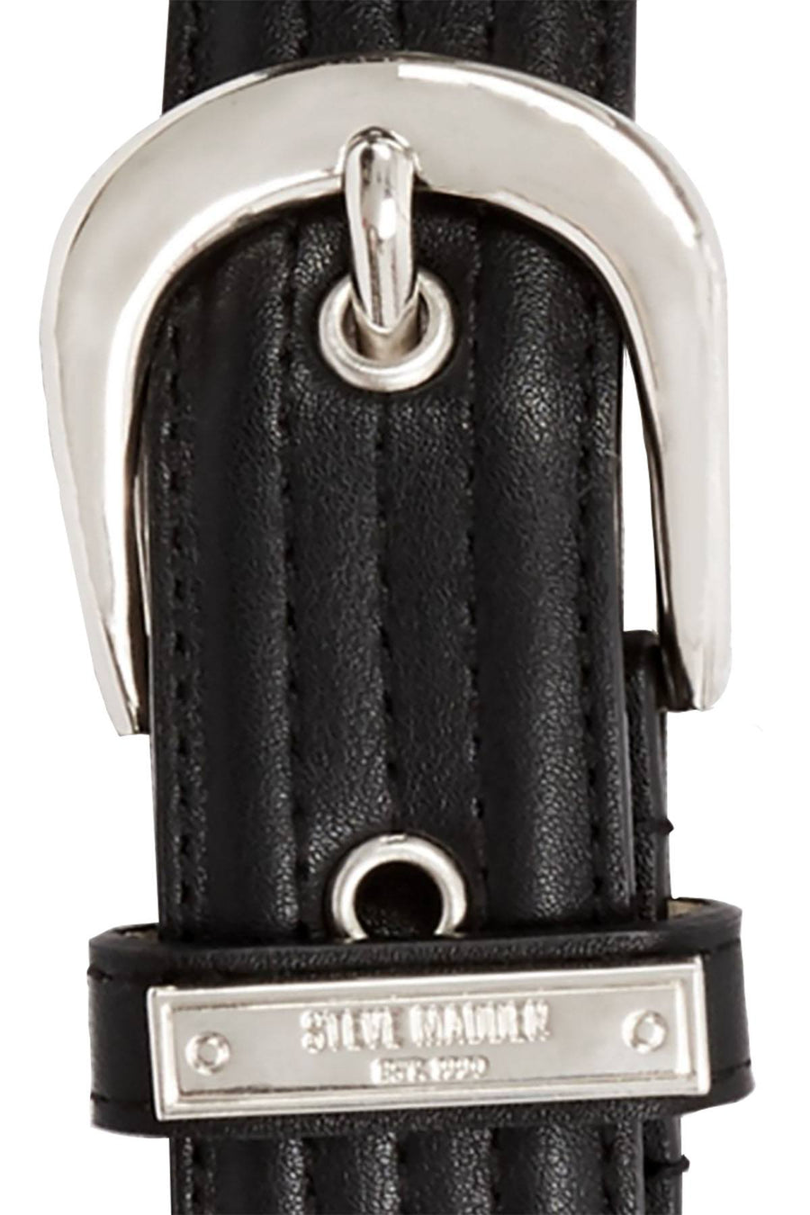 Steve Madden Black Trapunto Stitch Belt