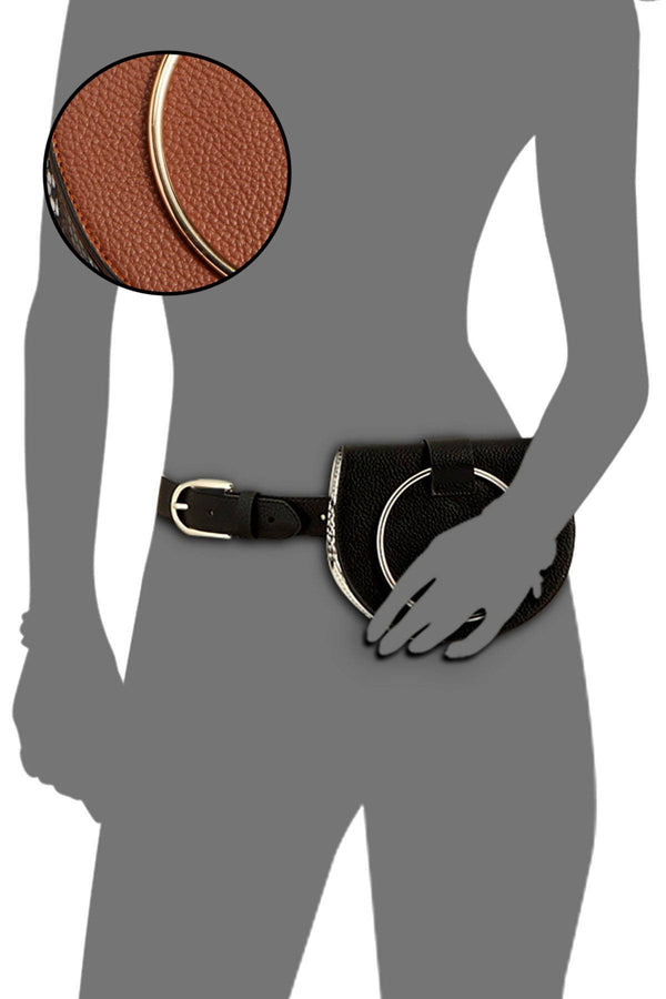 Steve Madden Cognac/Gold Pebbled Faux Leather Convertible Belt Bag