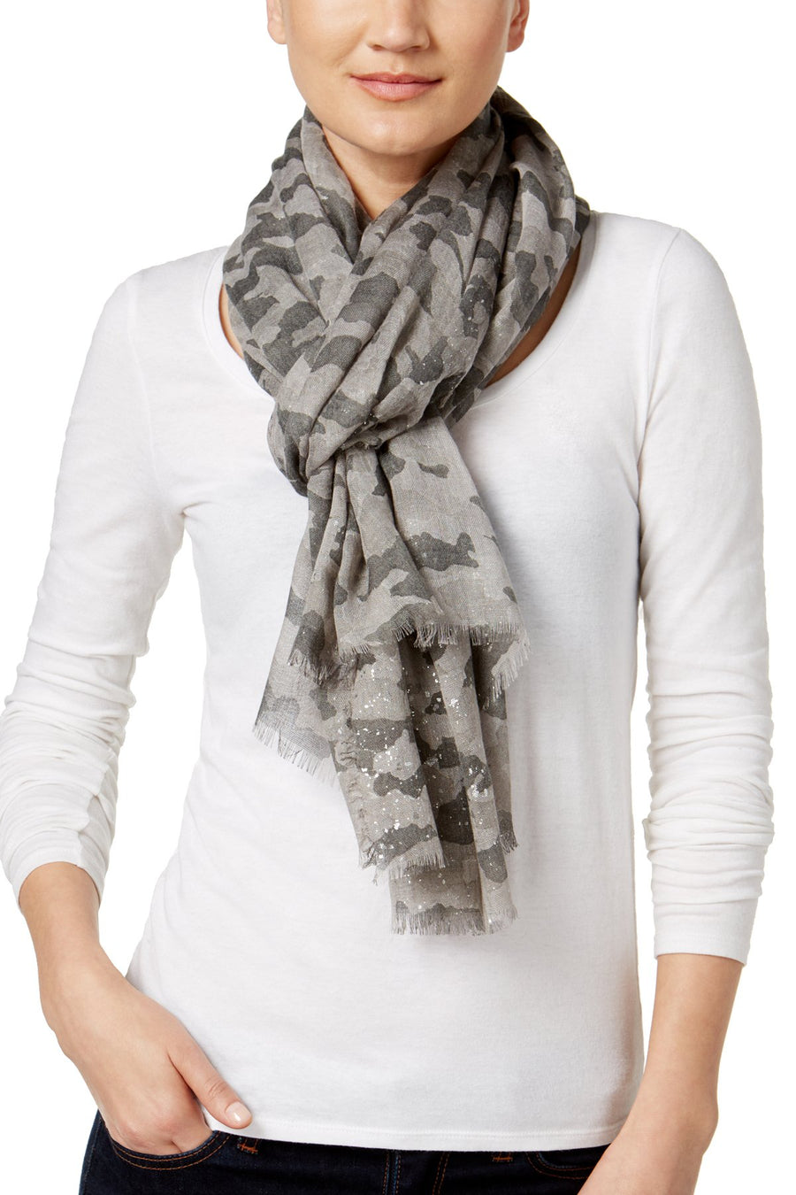 Steve Madden Neutral Twinkle-Camo Wrap / Scarf