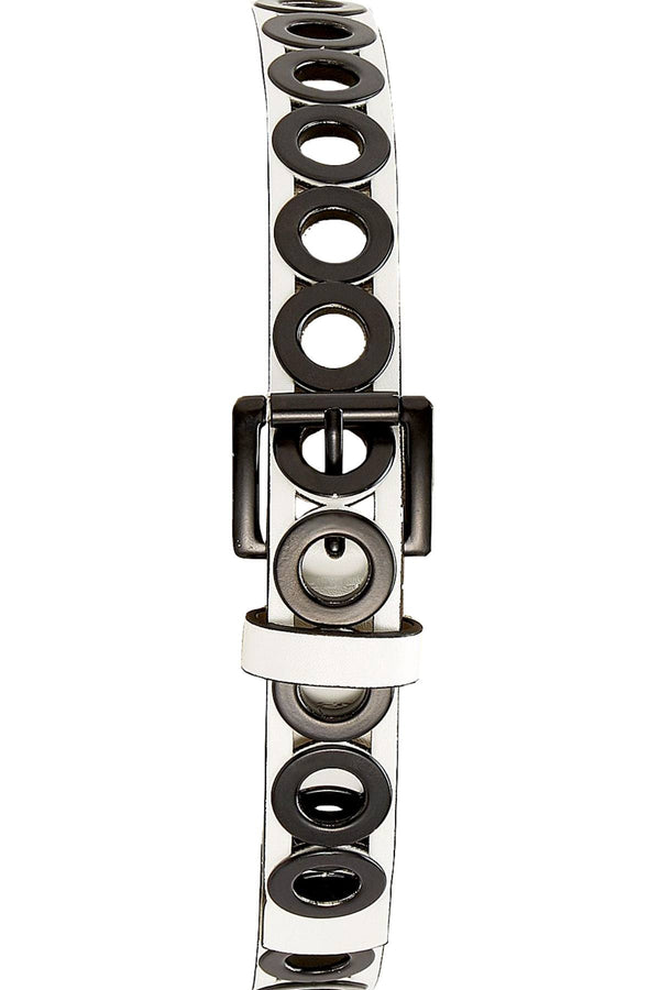 Steve Madden White/Black Grommet Pant Belt
