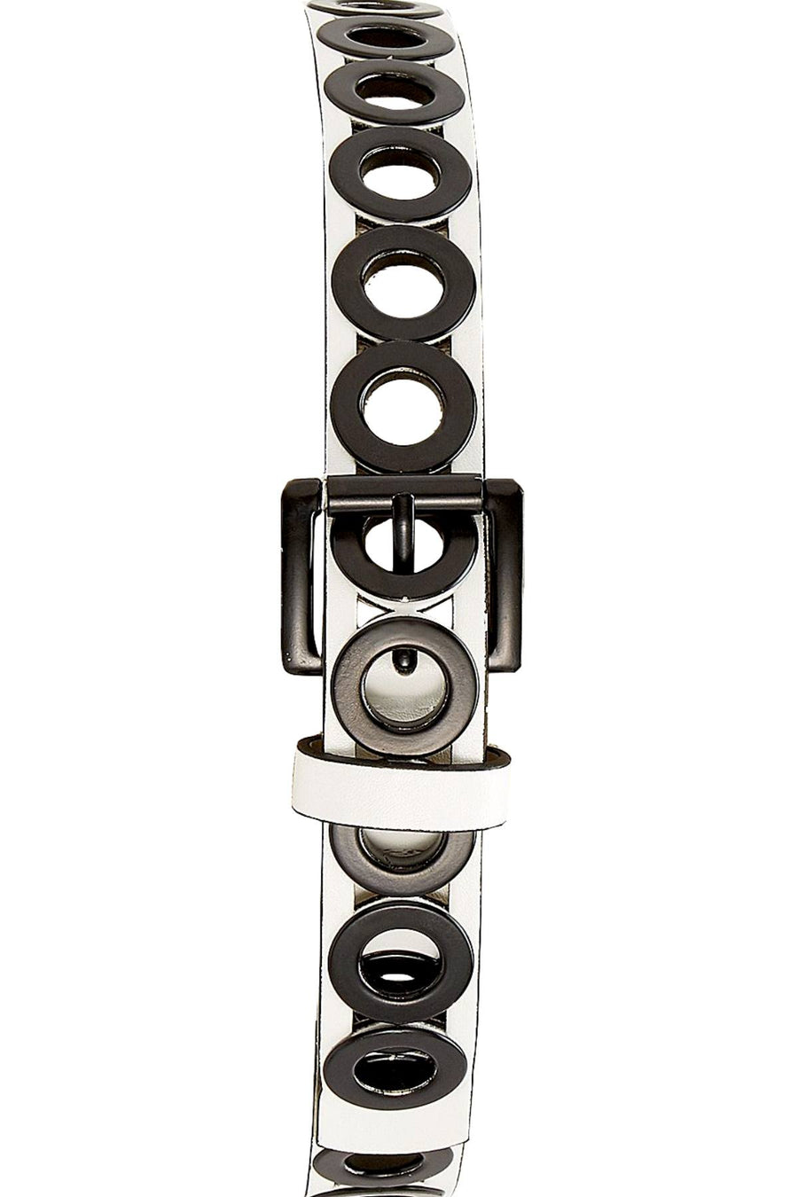 Steve Madden White/Black Grommet Pant Belt