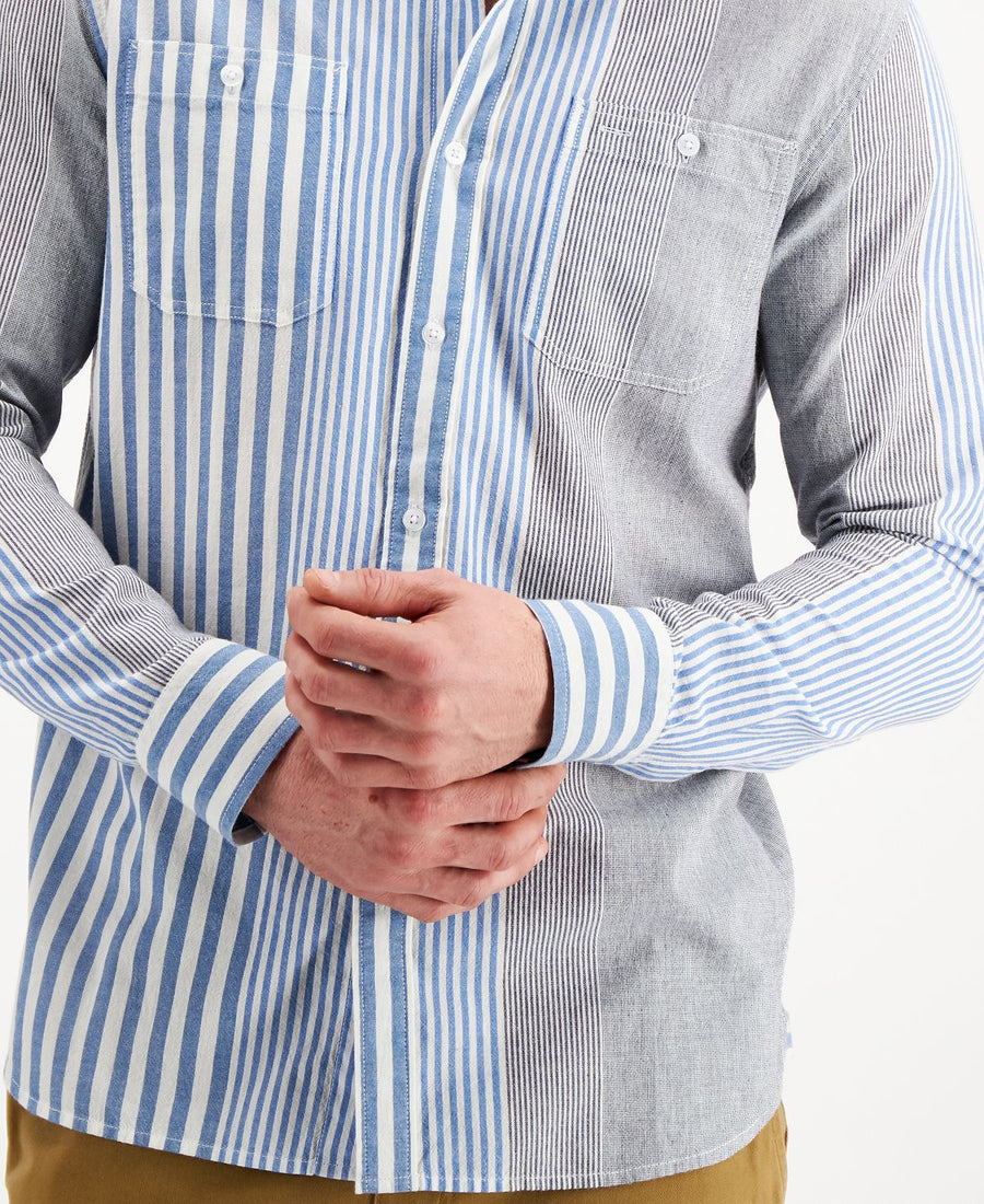 Sun + Stone Sun + Stone Blocked Stripe Shirt Blue