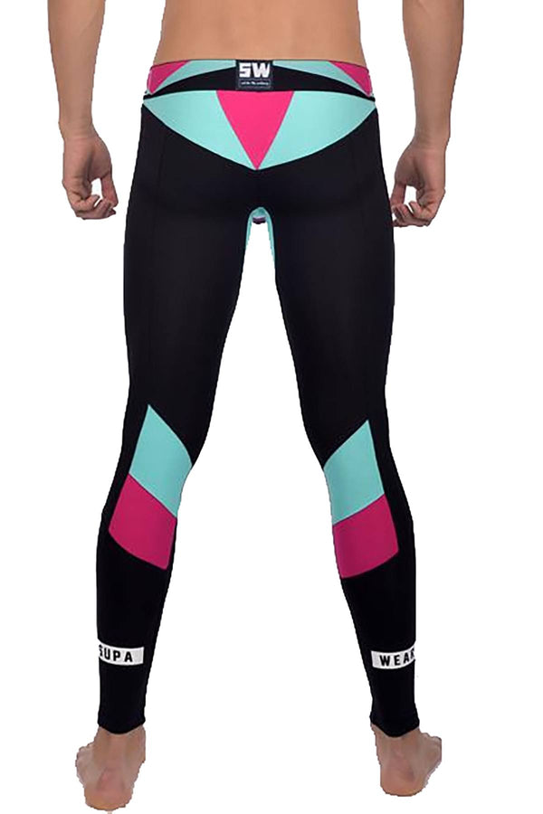 Supawear Black/Magenta/Teal Vortex Tights