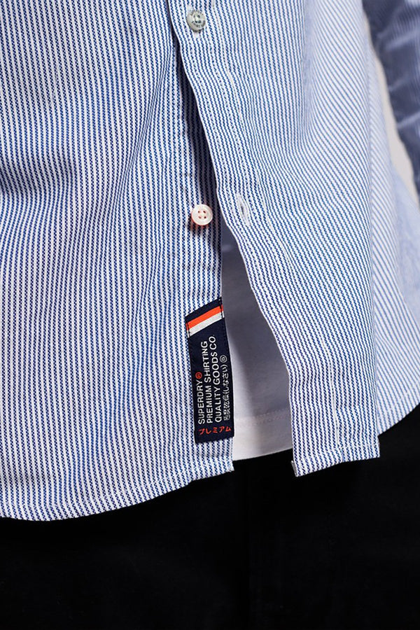 SuperDry Blue-Basket Stripe Premium Button-Down Long-Sleeve Shirt