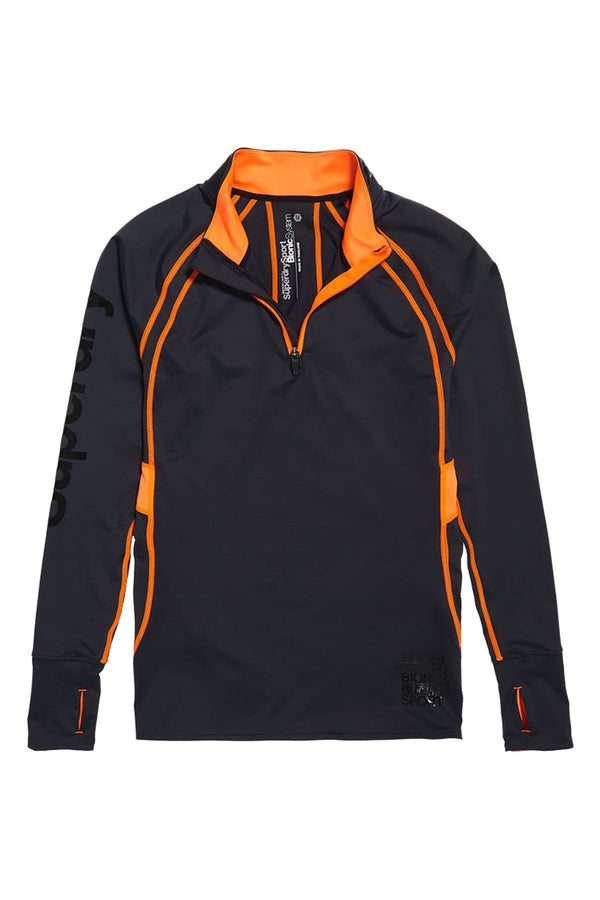 SuperDry Carbon/Orange Bionic Compression Half-Zip Top