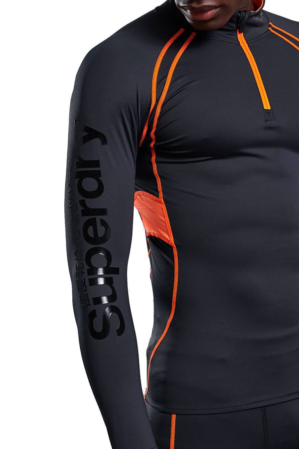 SuperDry Carbon/Orange Bionic Compression Half-Zip Top