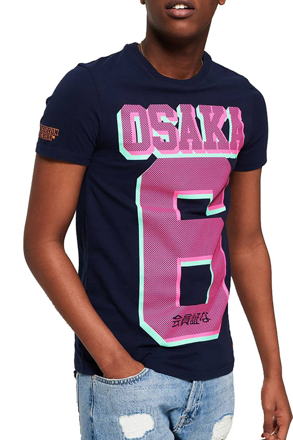 SuperDry Casual-Navy Osaka Micro-Dot T-Shirt