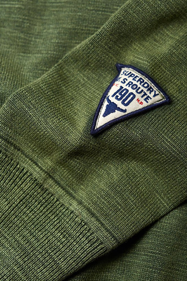 SuperDry Deep-Khaki Garment-Dye L.A. Badged Crew-Neck Sweater