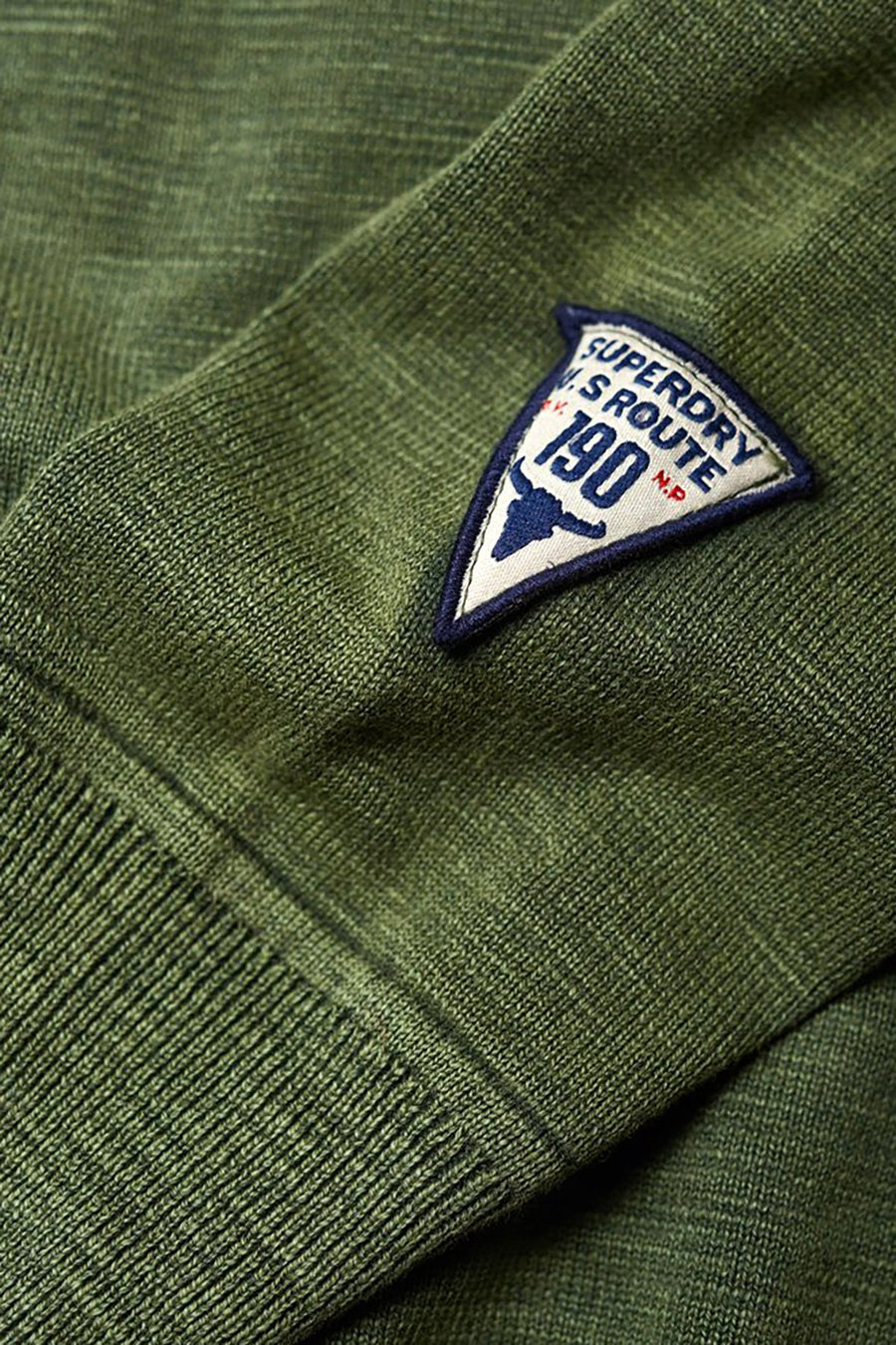 SuperDry Deep-Khaki Garment-Dye L.A. Badged Crew-Neck Sweater