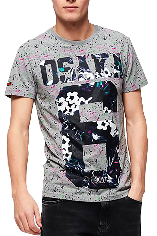 SuperDry Gray-Marl Splatter Osaka AOP Lite Tee