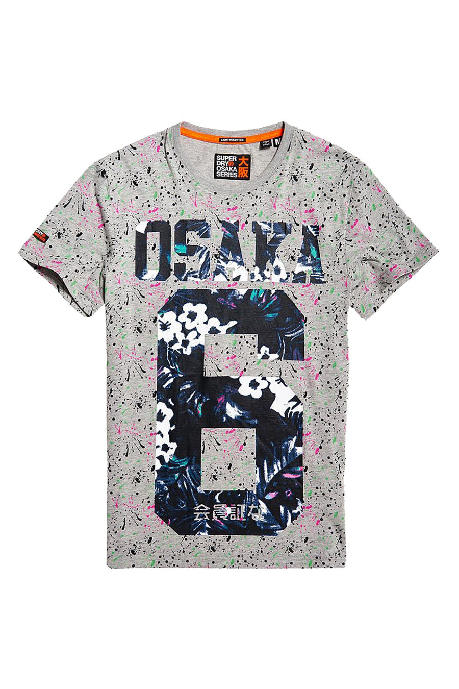 SuperDry Gray-Marl Splatter Osaka AOP Lite Tee