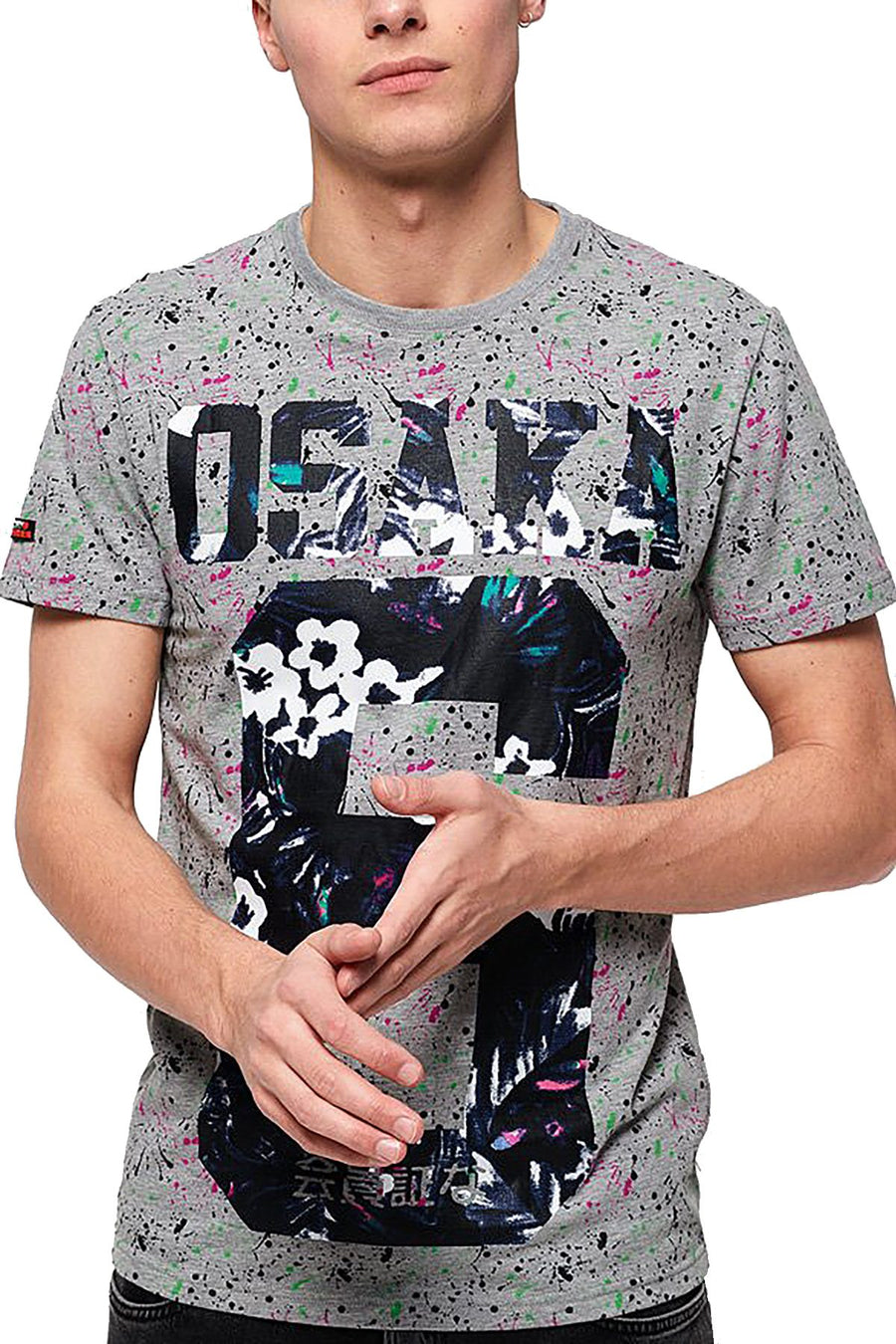 SuperDry Gray-Marl Splatter Osaka AOP Lite Tee