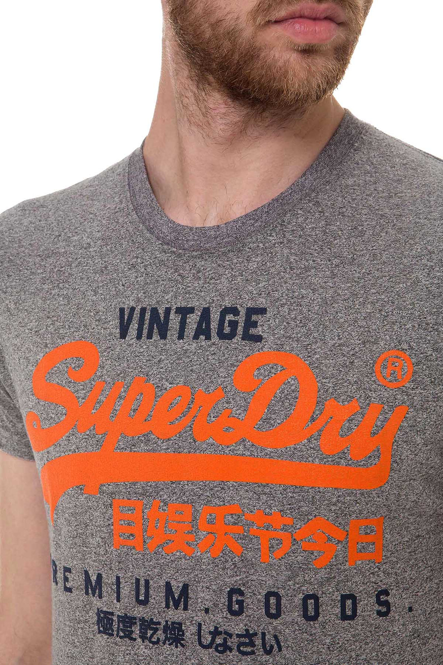 SuperDry Grey-Grit Premium-Goods Duo Lite Graphic Tee