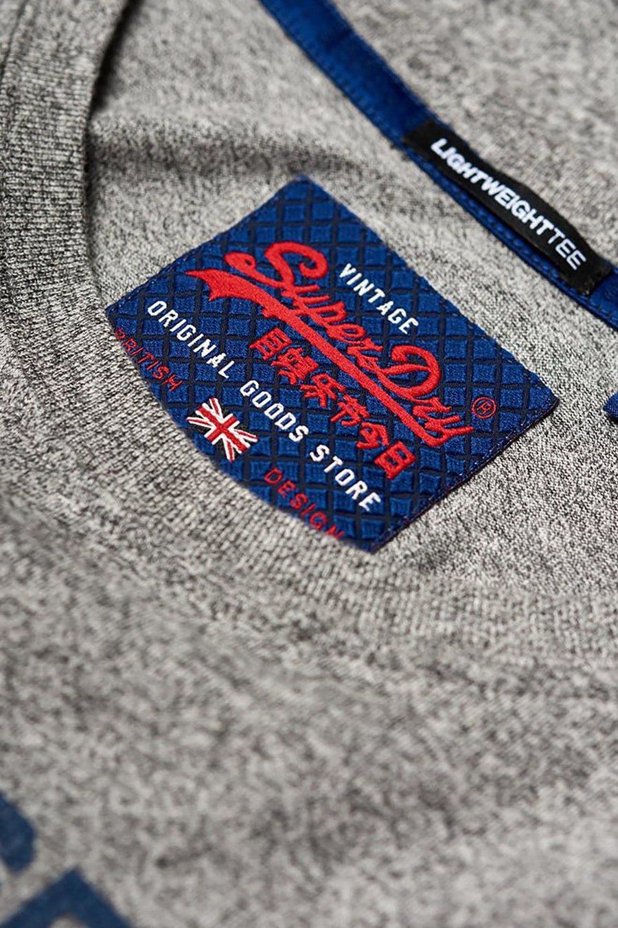 SuperDry Grey-Grit Premium-Goods Duo Lite Graphic Tee